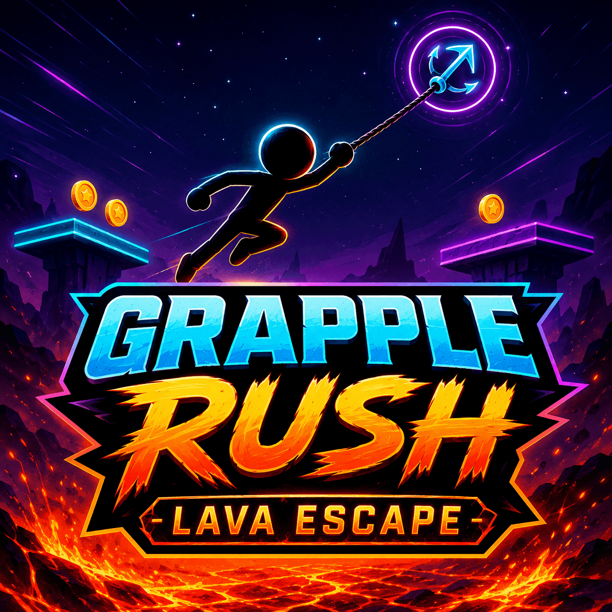 Grapple Rush: Lava Escape - Grappling Hook Platformer - free online game thumbnail